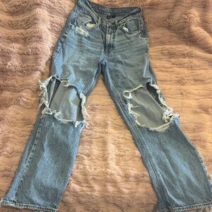 American Eagle Outfitters Women's Ripped Blue Boyfriend Jeans
